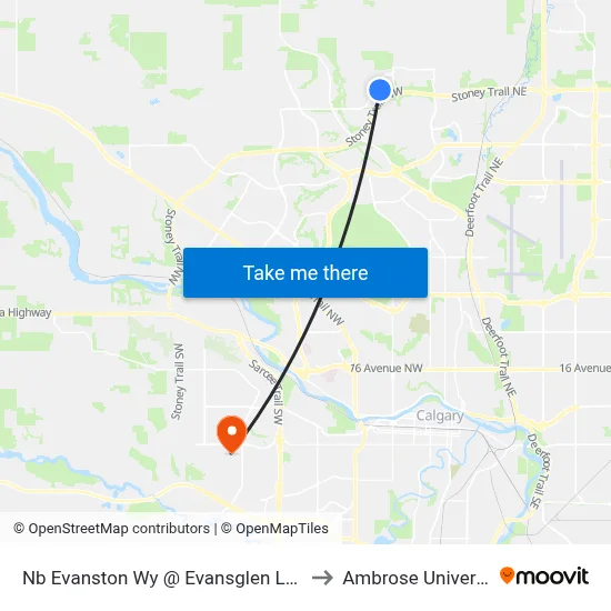 Nb Evanston Wy @ Evansglen  Ld NW to Ambrose University map