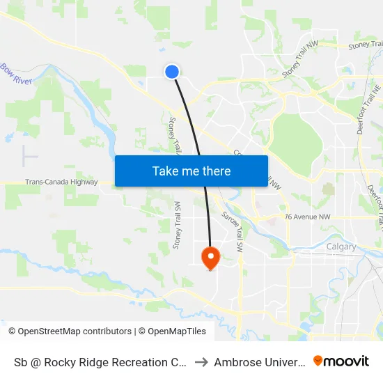 Sb @ Rocky Ridge Recreation Centre to Ambrose University map