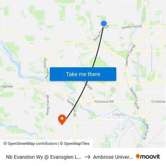 Nb Evanston Wy @ Evansglen Ln  NW to Ambrose University map