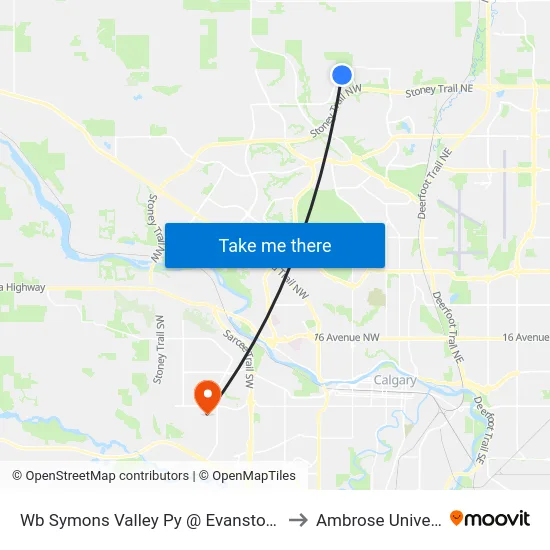 Wb Symons Valley Py @ Evanston Li NW to Ambrose University map