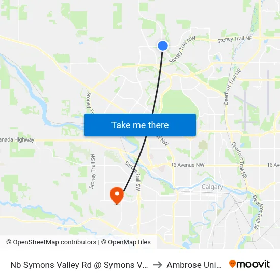 Nb Symons Valley Rd @ Symons Valley Py NW to Ambrose University map