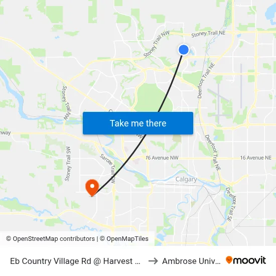 Eb Country Village Rd @ Harvest Hills Bv NE to Ambrose University map