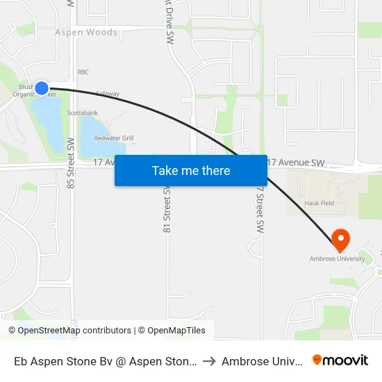 Eb Aspen Stone Bv @ Aspen Stone Rd SW to Ambrose University map