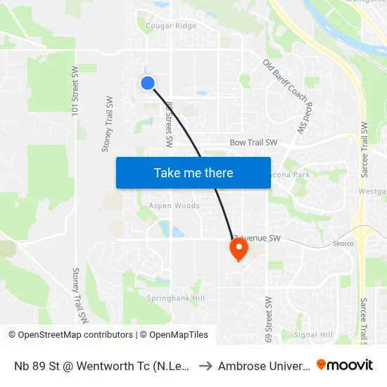 Nb 89 St @ Wentworth Tc (N.Leg) SW to Ambrose University map