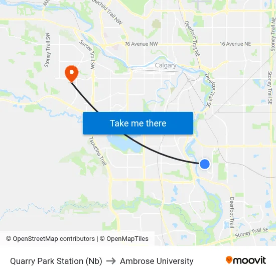 Quarry Park Station (Nb) to Ambrose University map