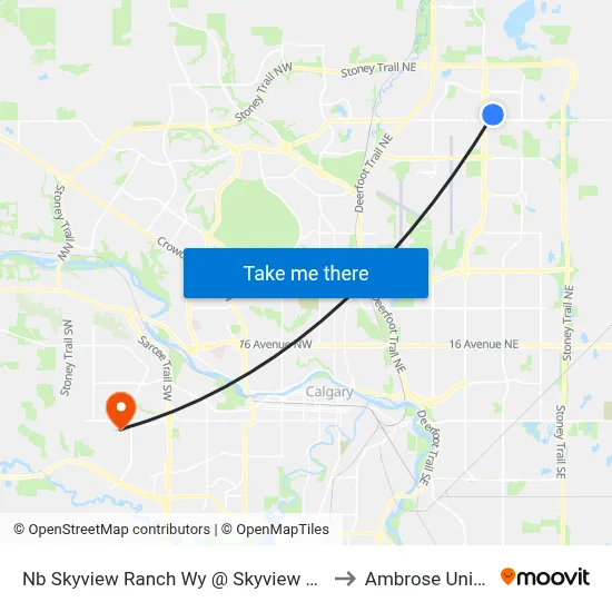 Nb Skyview Ranch Wy @ Skyview Shores Li NE to Ambrose University map