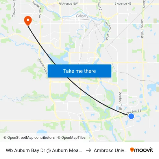 Wb Auburn Bay Dr @ Auburn Meadows Pl SE to Ambrose University map