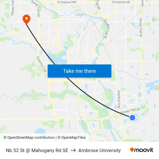 Nb 52 St @ Mahogany Rd SE to Ambrose University map