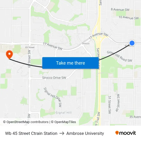 Wb 45 Street Ctrain Station to Ambrose University map