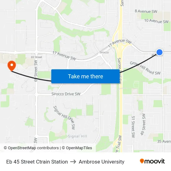 Eb 45 Street Ctrain Station to Ambrose University map
