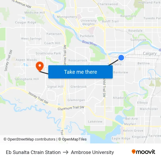 Eb Sunalta Ctrain Station to Ambrose University map