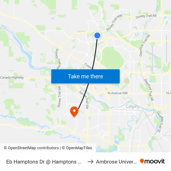 Eb Hamptons Dr @ Hamptons Ht NW to Ambrose University map