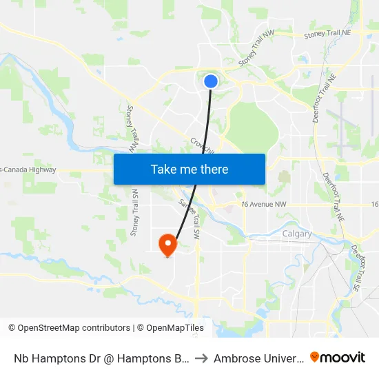 Nb Hamptons Dr @ Hamptons Bv NW to Ambrose University map