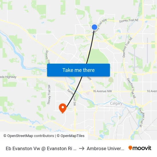 Eb Evanston Vw @ Evanston Ri NW to Ambrose University map