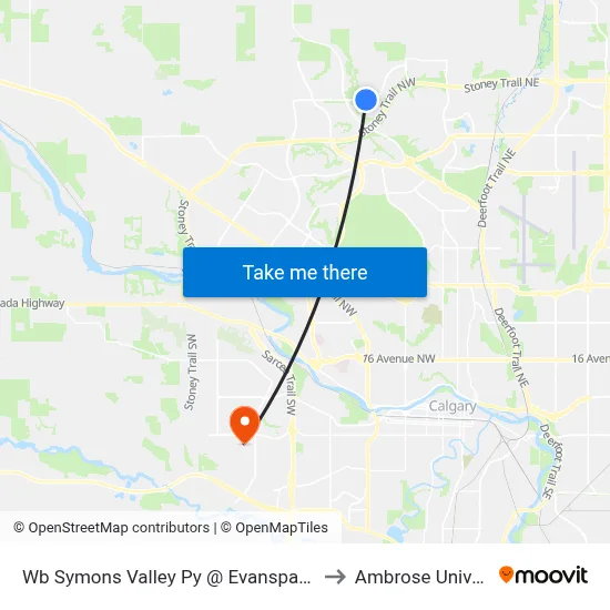 Wb Symons Valley Py @ Evanspark Bv NW to Ambrose University map