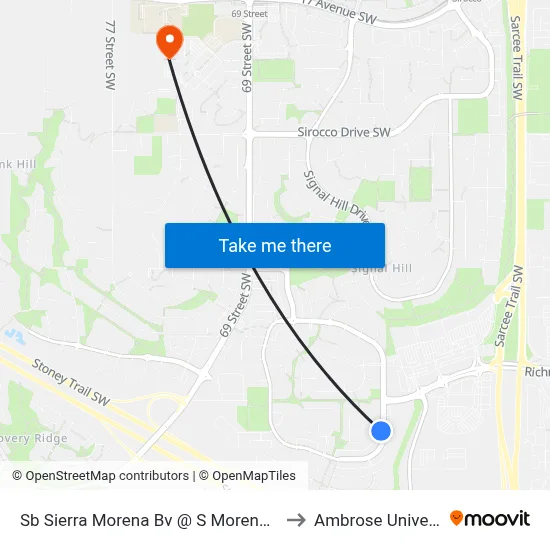 Sb Sierra Morena Bv @ S Morena Cl SW to Ambrose University map