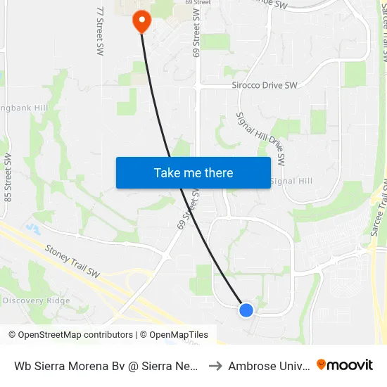 Wb Sierra Morena Bv @ Sierra Nevada Cl SW to Ambrose University map