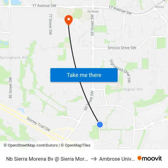 Nb Sierra Morena Bv @ Sierra Morena Gv SW to Ambrose University map