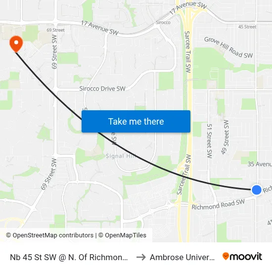 Nb 45 St SW @ N. Of Richmond Rd to Ambrose University map