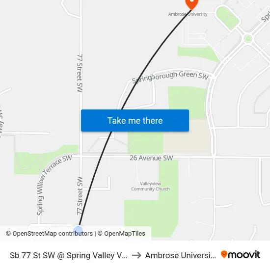 Sb 77 St SW @ Spring Valley Vw to Ambrose University map