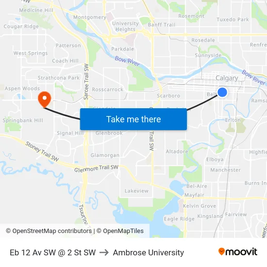 Eb 12 Av SW @ 2 St SW to Ambrose University map