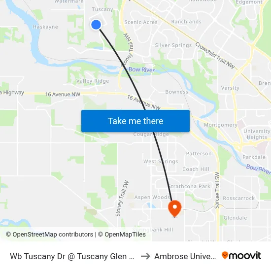 Wb Tuscany Dr @ Tuscany Glen Rd NW to Ambrose University map