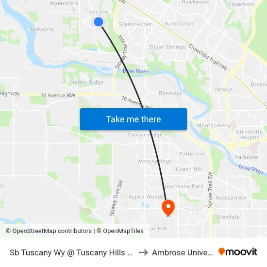 Sb  Tuscany Wy @ Tuscany Hills Pa NW to Ambrose University map