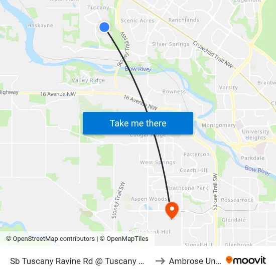 Sb Tuscany Ravine Rd @ Tuscany Meadows Cm NW to Ambrose University map