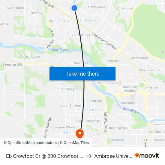 Eb Crowfoot Cr @ 200 Crowfoot Ga NW to Ambrose University map