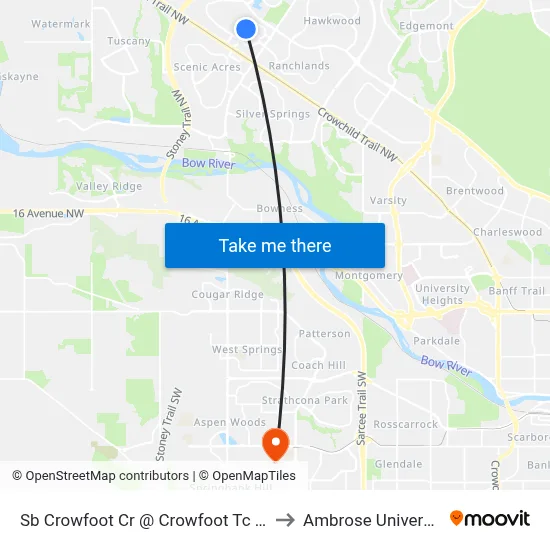 Sb  Crowfoot Cr @  Crowfoot Tc NW to Ambrose University map