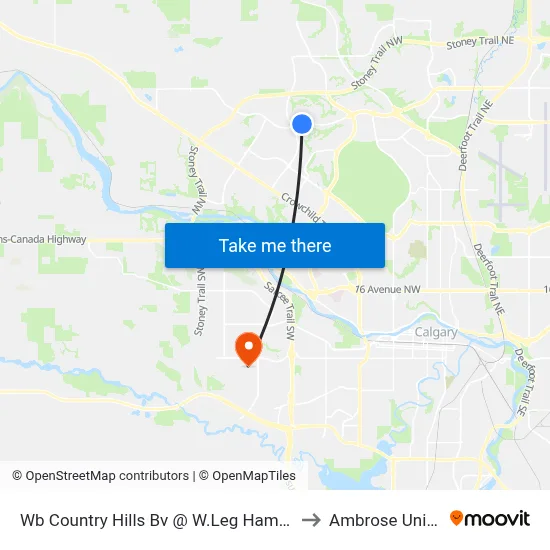 Wb Country Hills Bv @ W.Leg Hamptons Bv NW to Ambrose University map