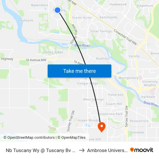 Nb Tuscany Wy @ Tuscany  Bv NW to Ambrose University map