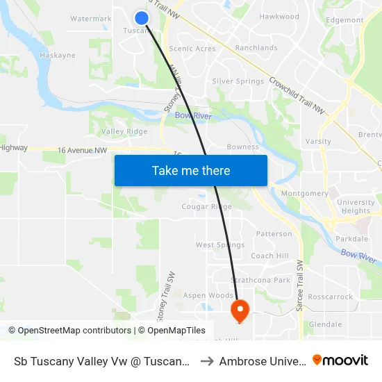 Sb Tuscany Valley Vw @ Tuscany  Dr NW to Ambrose University map