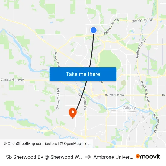 Sb Sherwood Bv @ Sherwood Wy NW to Ambrose University map