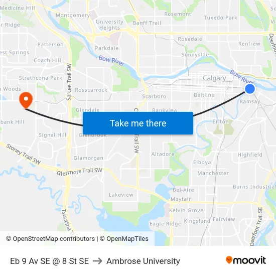 Eb 9 Av SE @ 8 St SE to Ambrose University map