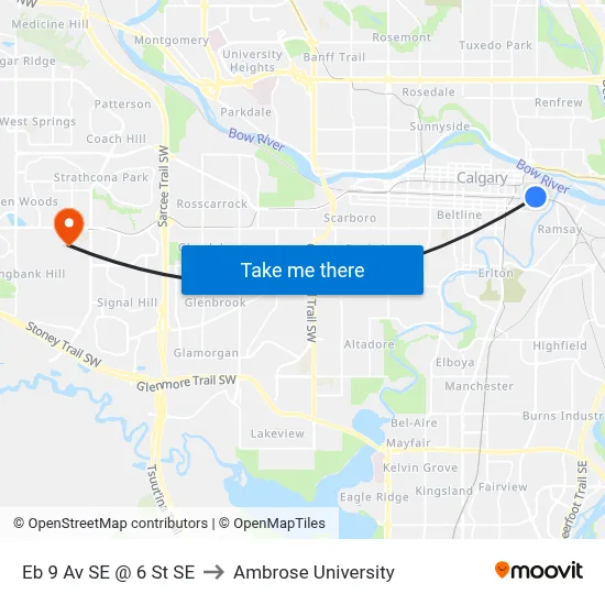 Eb 9 Av SE @ 6 St SE to Ambrose University map