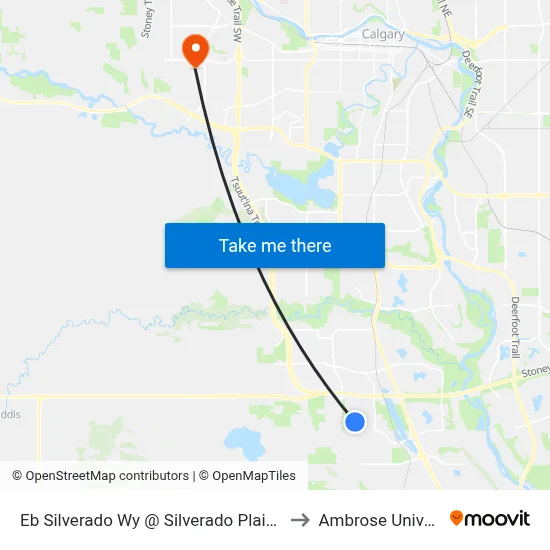 Eb Silverado Wy @ Silverado Plains Cl SW to Ambrose University map