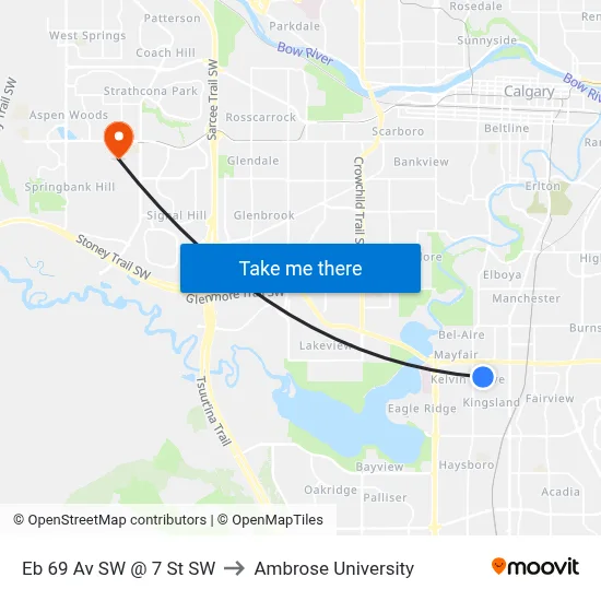 Eb 69 Av SW @ 7 St SW to Ambrose University map