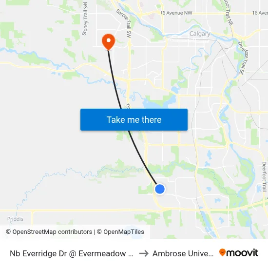 Nb  Everridge Dr @ Evermeadow Ga SW to Ambrose University map