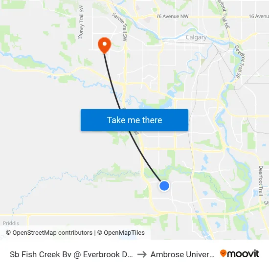 Sb Fish Creek Bv @ Everbrook Dr SW to Ambrose University map