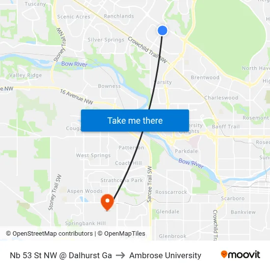 Nb 53 St NW @ Dalhurst Ga to Ambrose University map