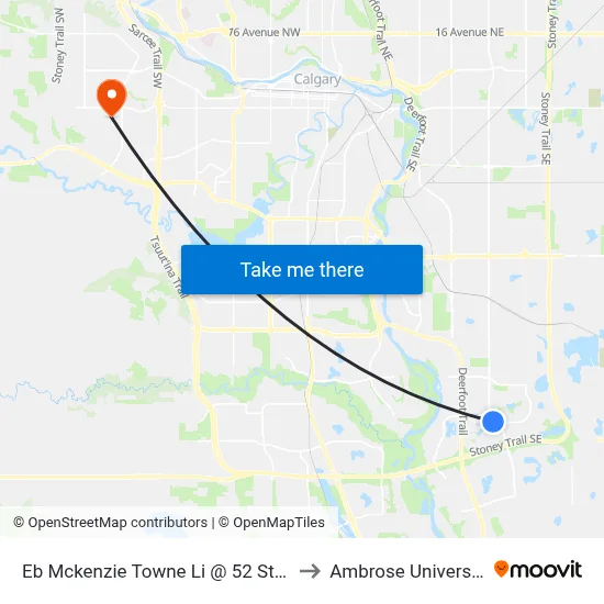 Eb Mckenzie Towne Li @ 52 St SE to Ambrose University map