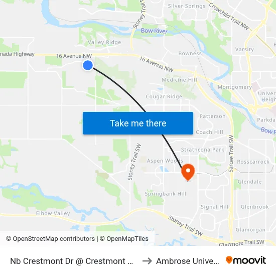 Nb Crestmont  Dr @ Crestmont Wy SW to Ambrose University map