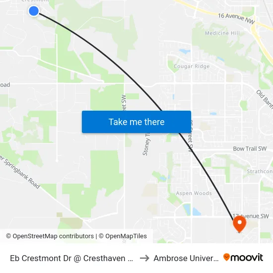Eb Crestmont Dr @ Cresthaven Ri SW to Ambrose University map