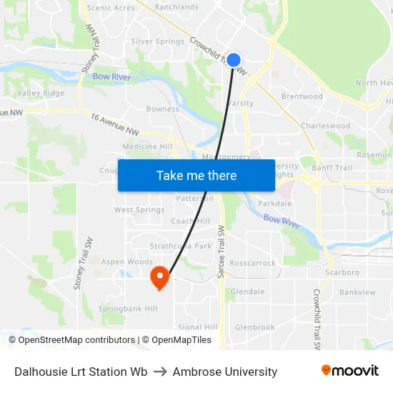 Dalhousie Lrt Station Wb to Ambrose University map