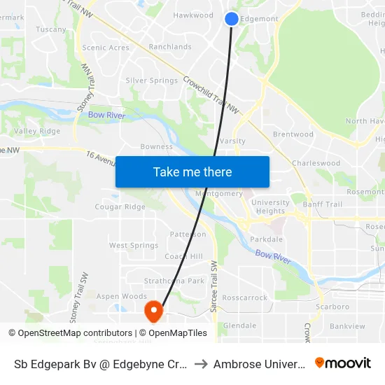 Sb Edgepark Bv @ Edgebyne Cr NW to Ambrose University map