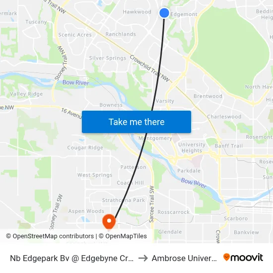 Nb Edgepark Bv @ Edgebyne Cr NW to Ambrose University map