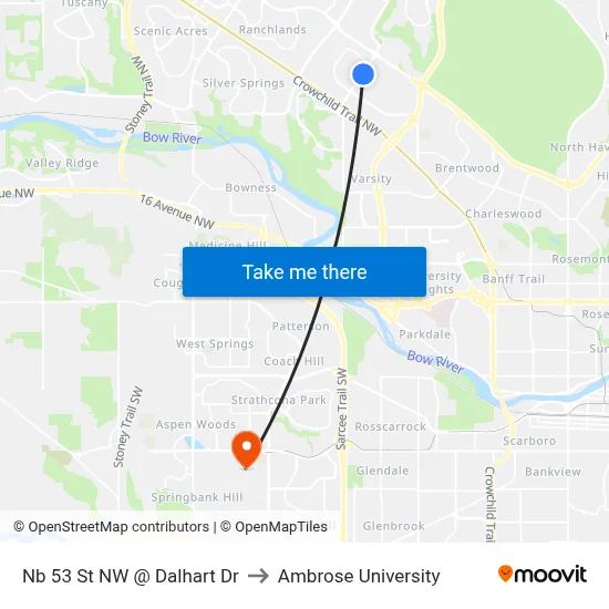 Nb 53 St NW @ Dalhart Dr to Ambrose University map
