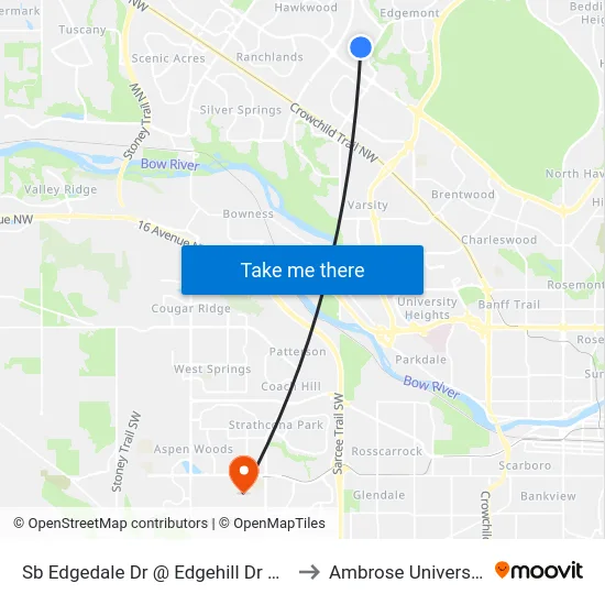 Sb Edgedale Dr @ Edgehill Dr NW to Ambrose University map