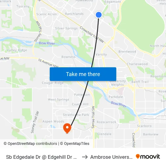 Sb Edgedale Dr @ Edgehill Dr NW to Ambrose University map
